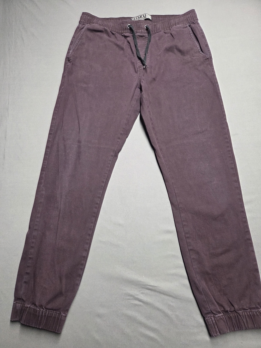 West 49 Men's Burgundy Maroon Chino Jogger Pants Drawstring Waist Size Large L